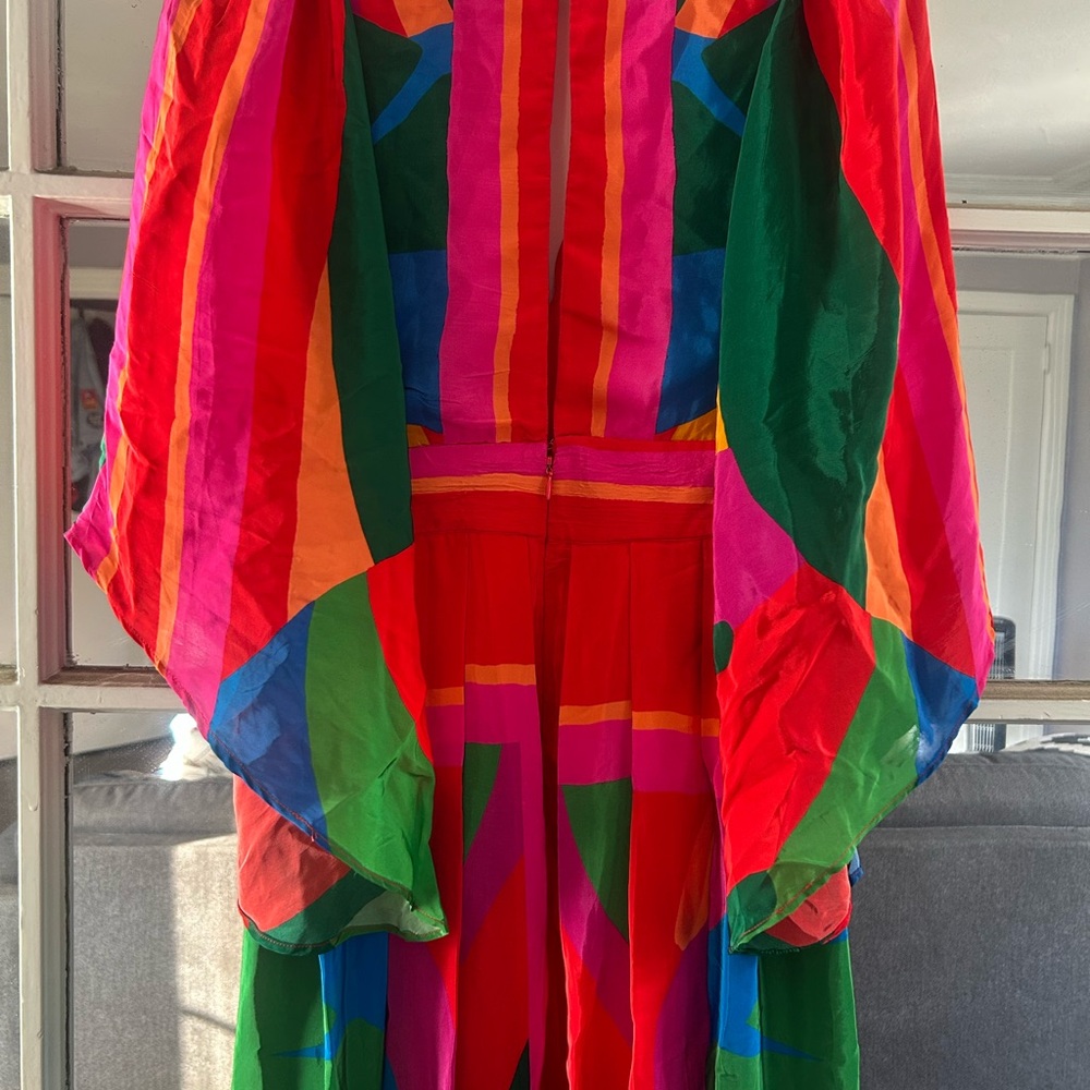 FARM Rio Multicolor Striped Maxi Dress in Red, Pink, Green, Blue, Orange - Picture 3 of 9